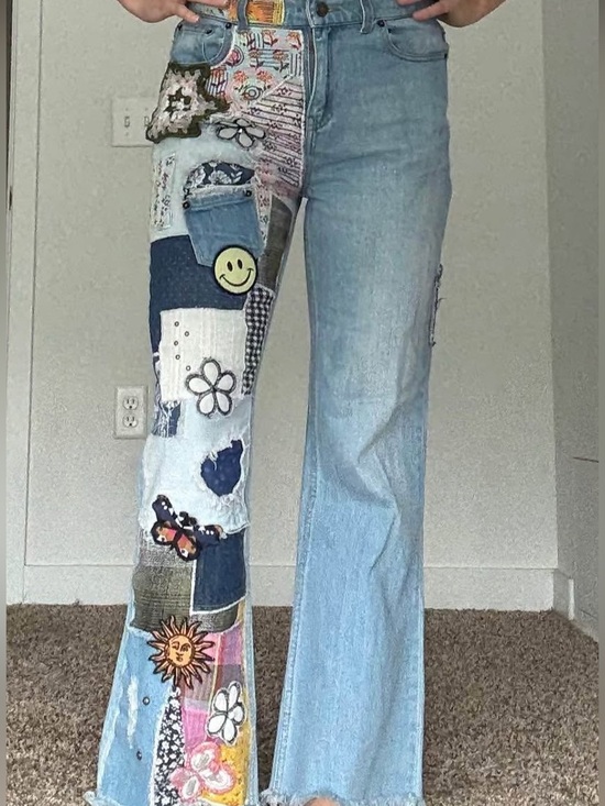 BDG Denim - Urban Outfitters Women's BDG Light Blue Denim Patchwork Jeans